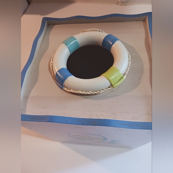 Tissue Box Handpainted Nautical Beach Island Driftwood color - Picture 6 of 8